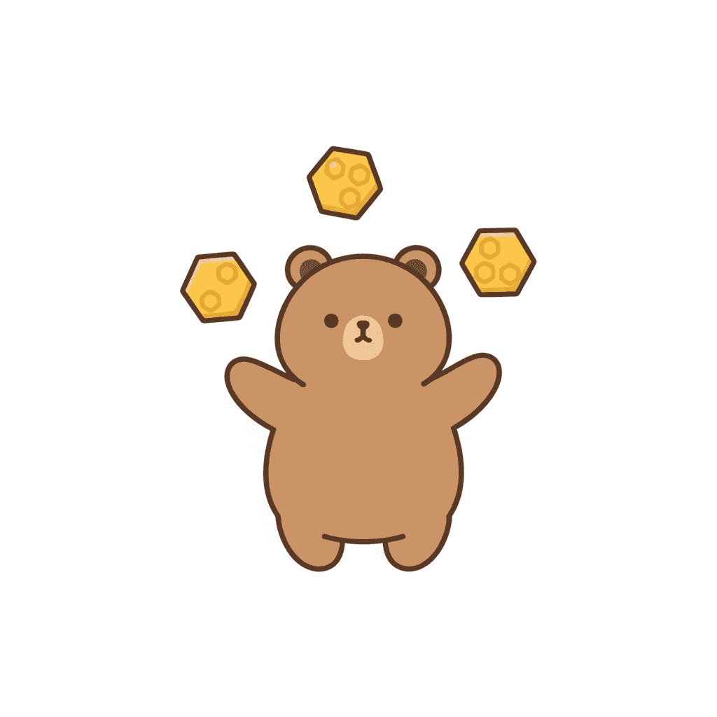 Bear Juggling Three Honeycombs - easy cartoon drawing idea