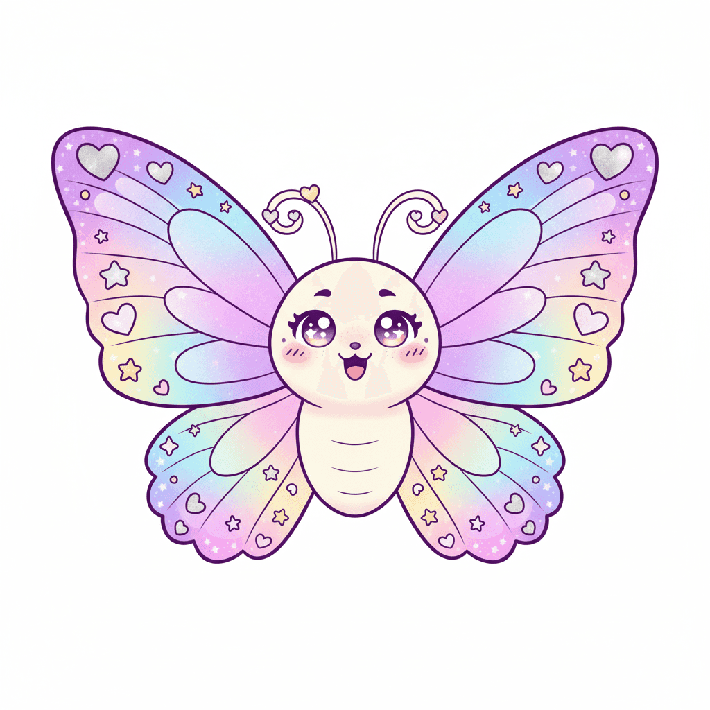 Butterfly With Shimmering Wings - hard cartoon drawing idea