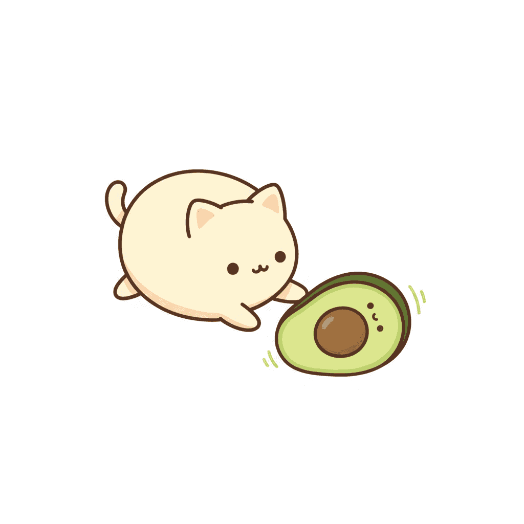 Cat Pouncing on Avocado (Anime) - easy cartoon drawing idea