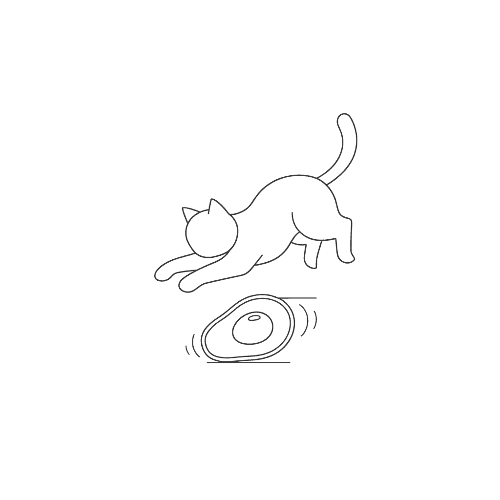 Cat Pouncing on Avocado (Sketch) - easy sketch drawing idea