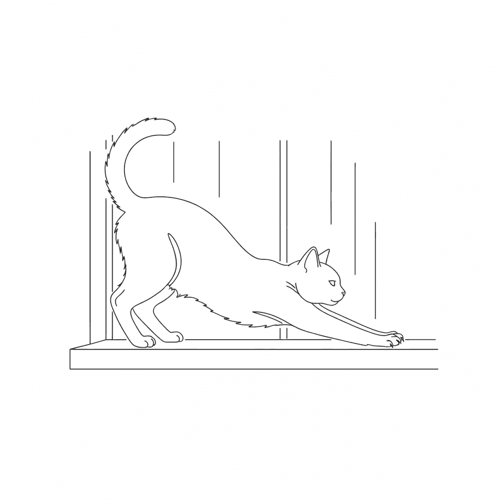 Cat Stretching on Windowsill (Minimalist) - medium minimalist drawing idea