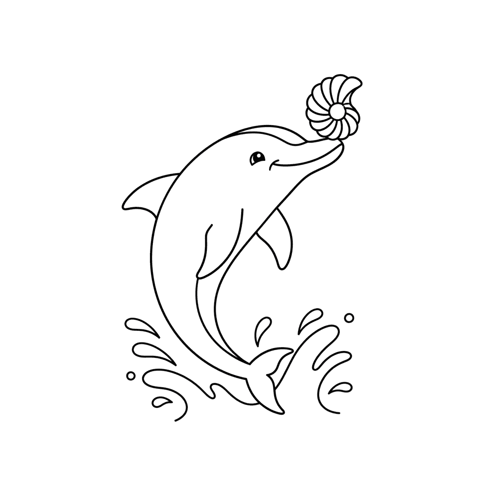 Dolphin Playfully Balancing A Seashell - easy sketch drawing idea
