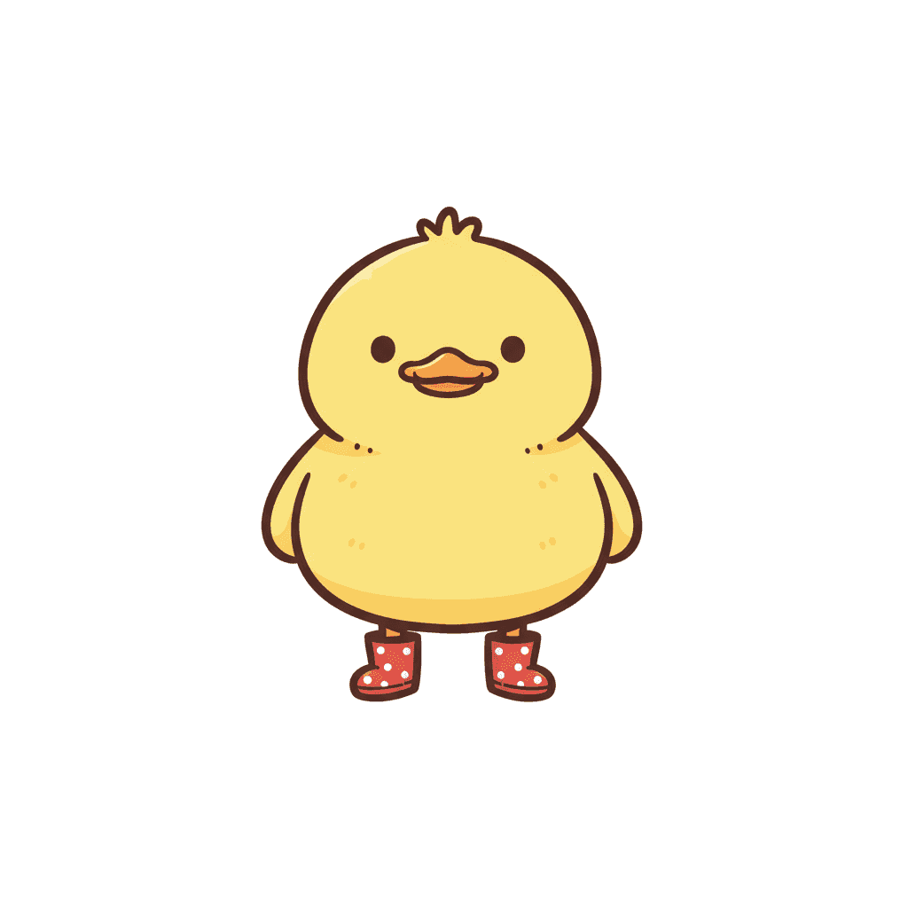 Duck Wearing Tiny Rain Boots - easy cartoon drawing idea