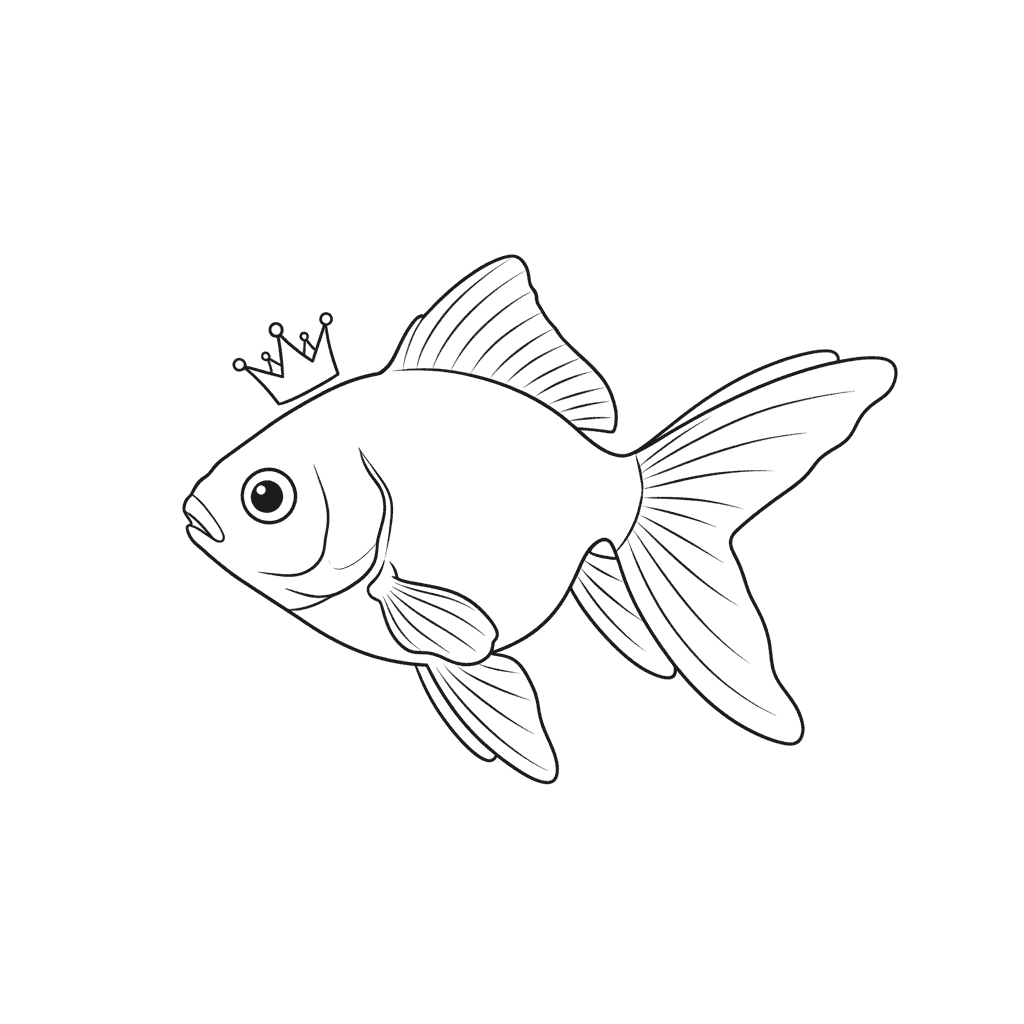 Goldfish Wearing Tiny Crown - easy sketch drawing idea