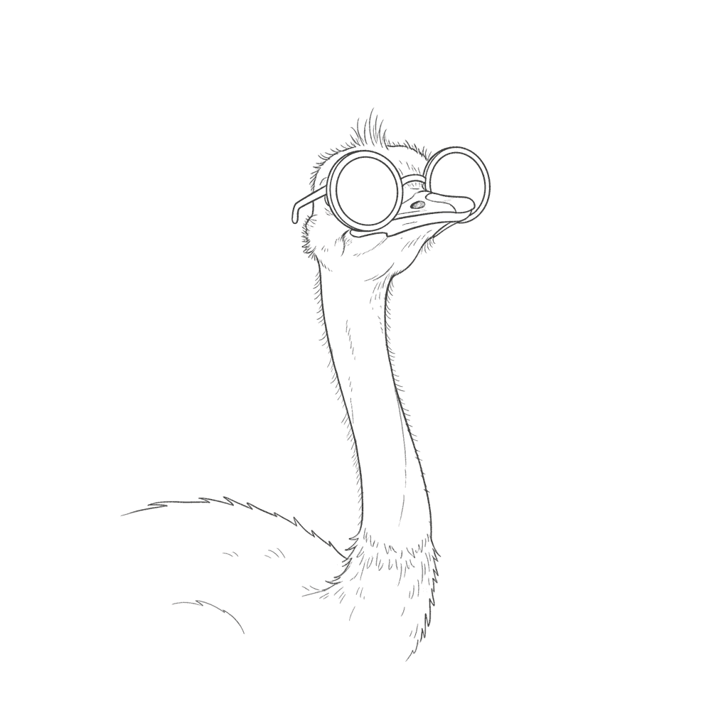 Ostrich Wearing Sunglasses - easy sketch drawing idea