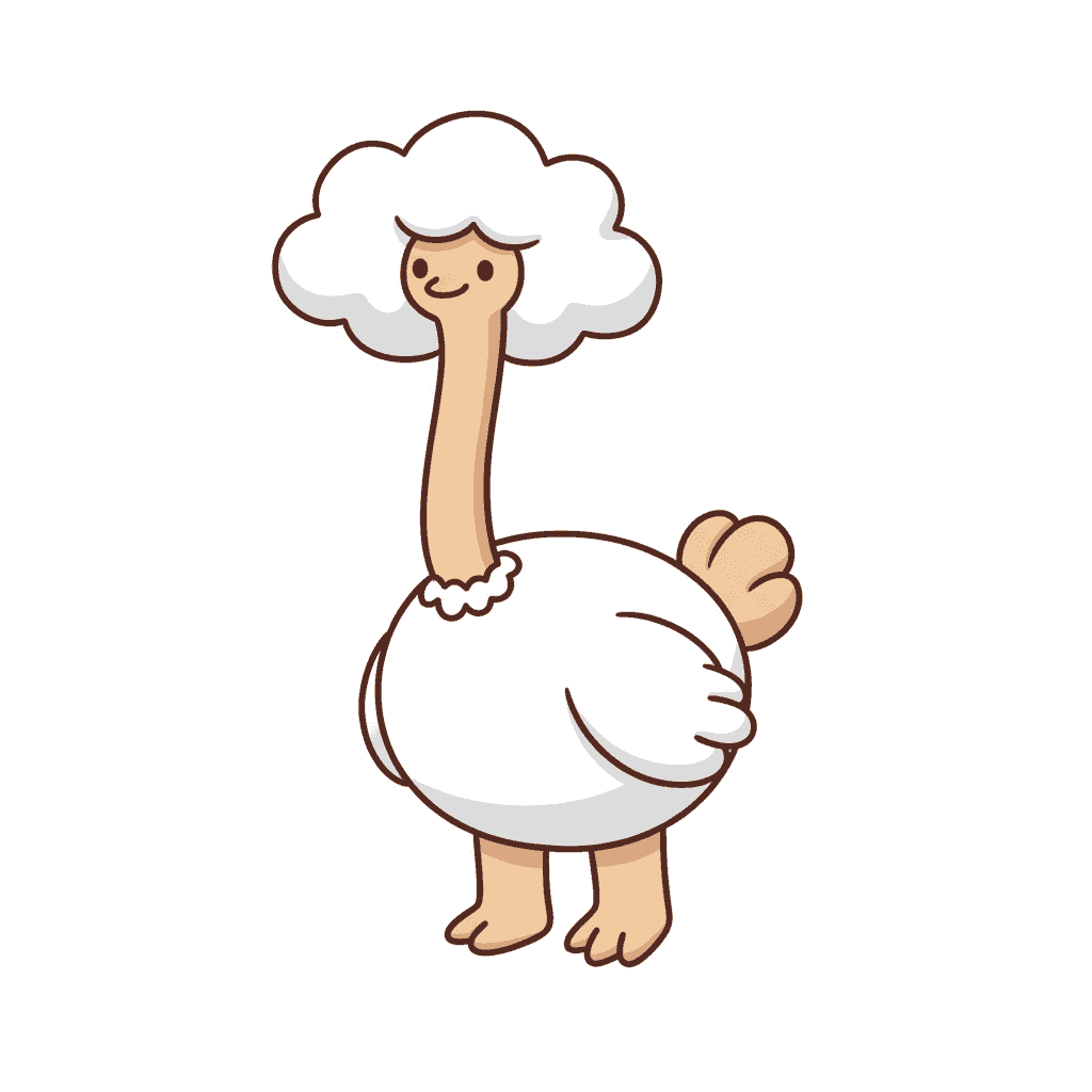 Ostrich With Head In Cloud - easy cartoon drawing idea