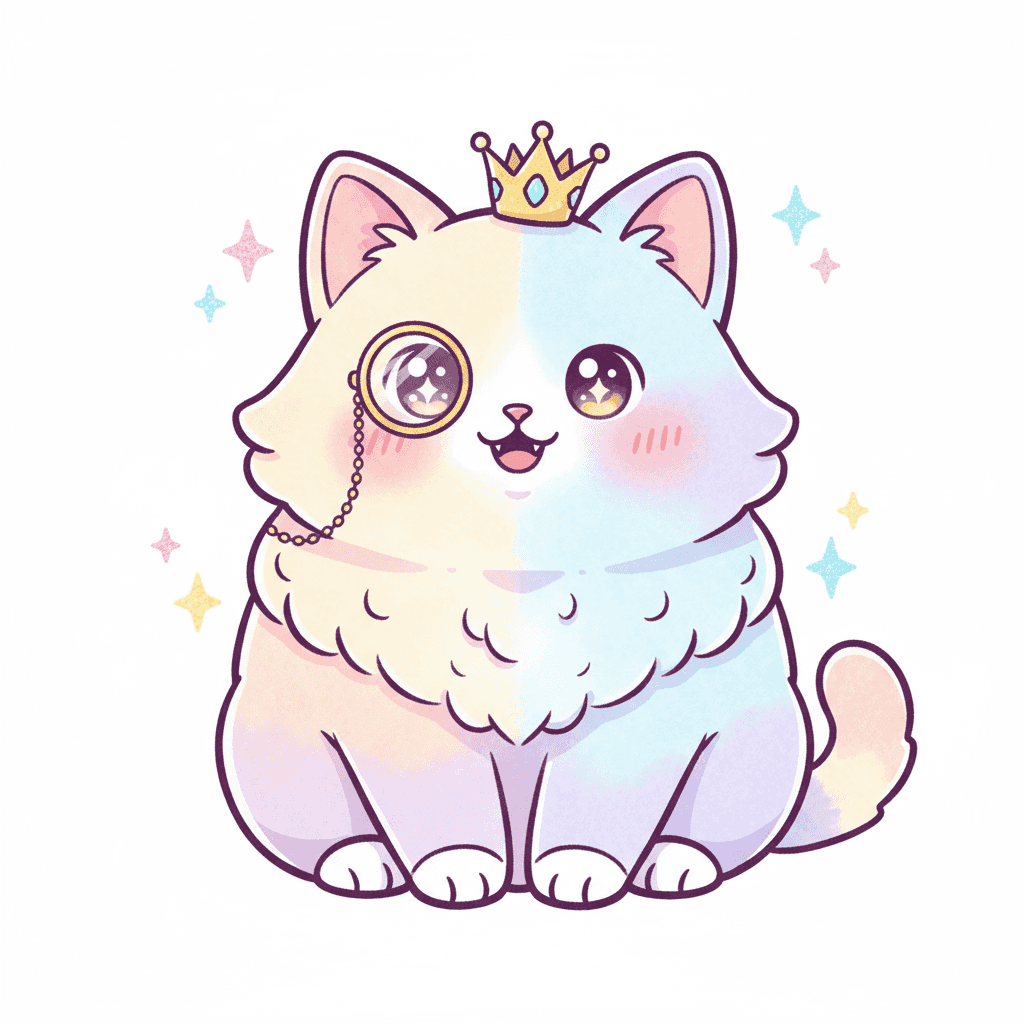 Regal Cat with Monocle (Anime) - medium cartoon drawing idea