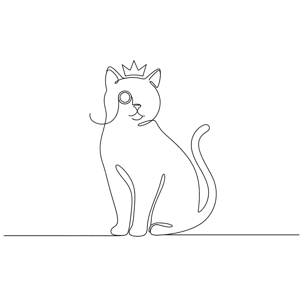 Regal Cat with Monocle (Minimalist) - easy minimalist drawing idea