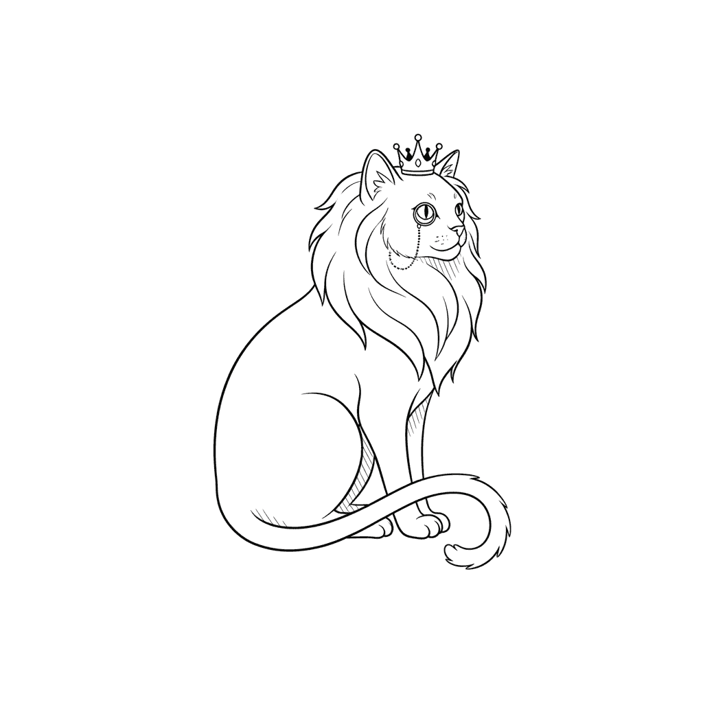 Regal Cat with Monocle (Minimalist) - medium minimalist drawing idea
