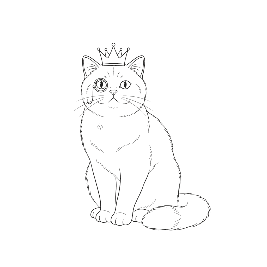 Regal Cat with Monocle (Sketch) - easy sketch drawing idea