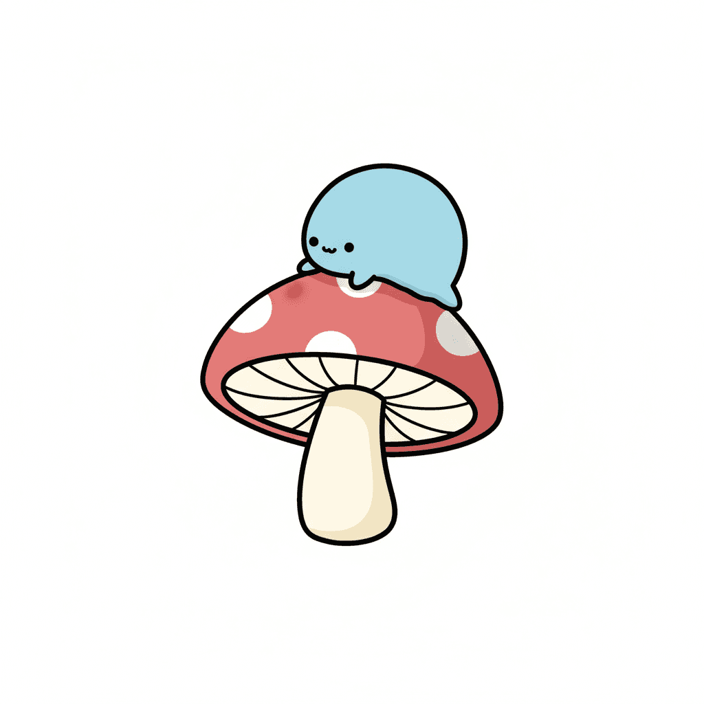 Slug Sliding Down A Mushroom - easy cartoon drawing idea