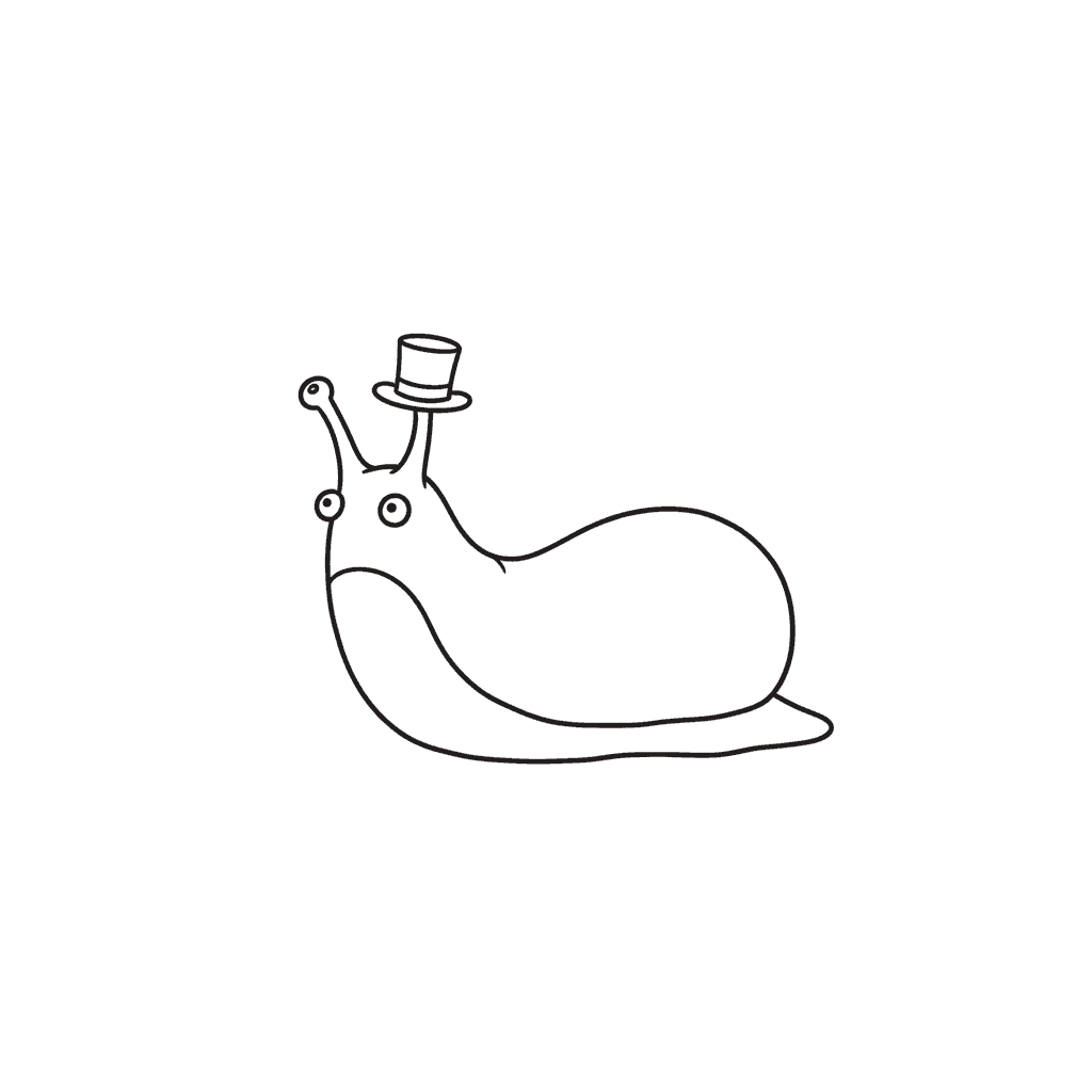 Slug Wearing A Tiny Top Hat - easy sketch drawing idea