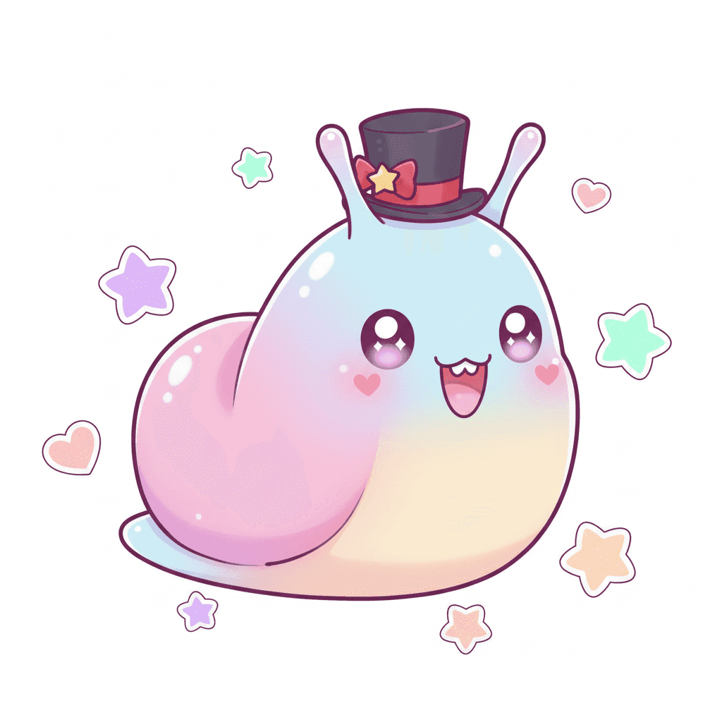Slug Wearing Tiny Top Hat - hard cartoon drawing idea