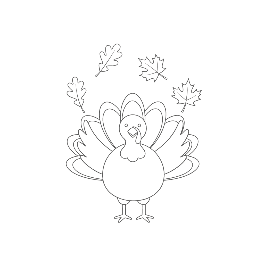 Turkey Juggling Autumn Leaves - easy sketch drawing idea