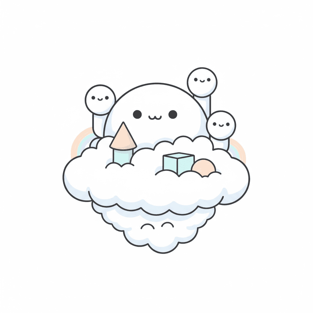 Floating Cloud Castle - easy cartoon drawing idea