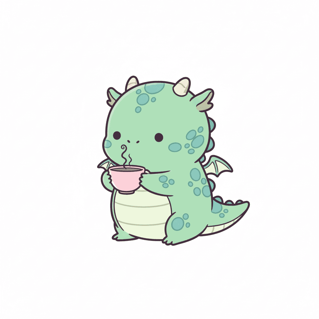 Dragon Sipping From Teacup - easy cartoon drawing idea