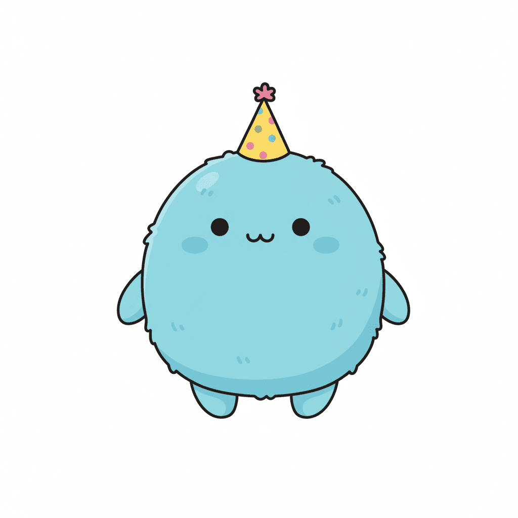Monster Wearing Tiny Party Hat - easy cartoon drawing idea