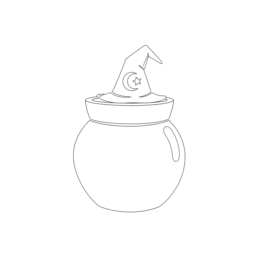 Pot Wearing A Tiny Wizard Hat - easy sketch drawing idea