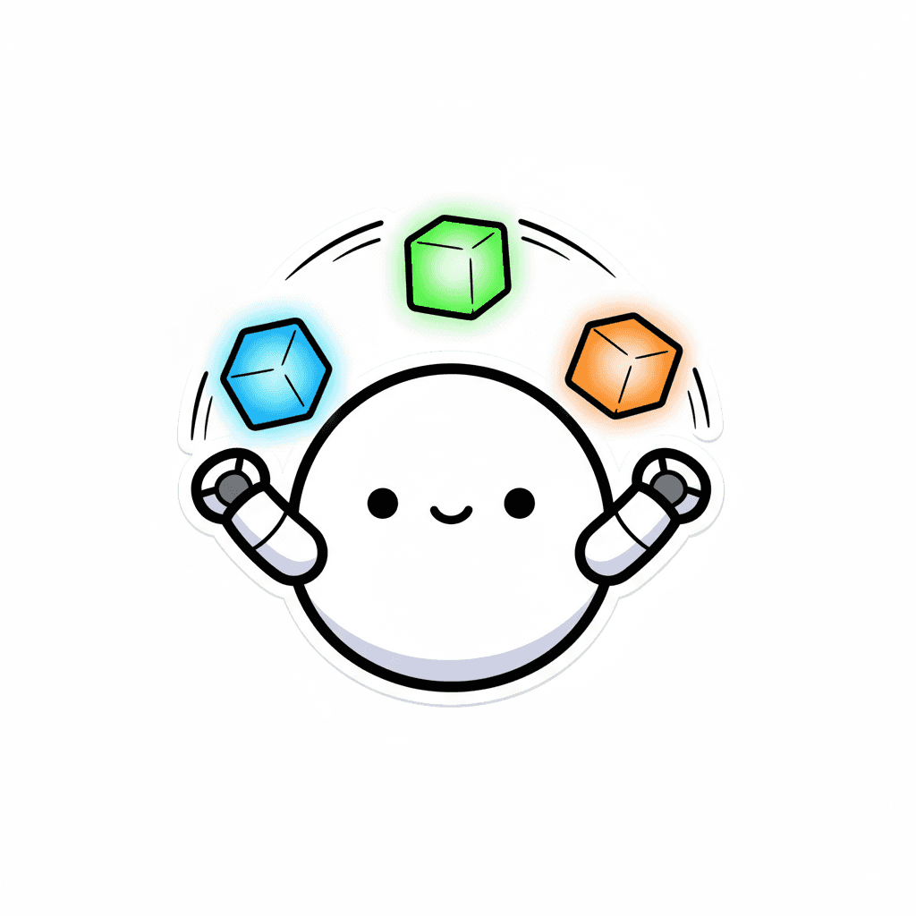 Robot Juggling Glowing Cubes - easy cartoon drawing idea