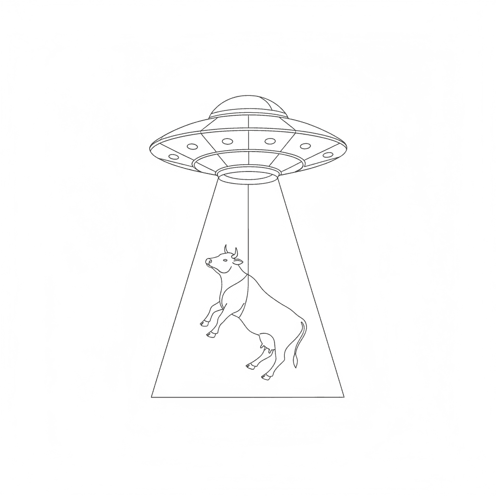 Ufo Abducting A Cow - easy sketch drawing idea