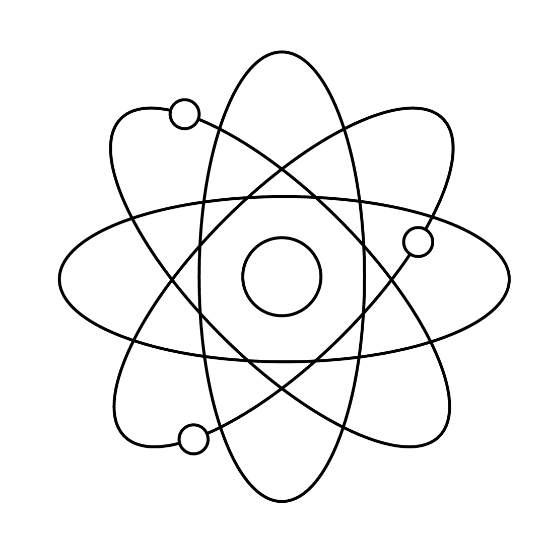 Atom Molecule - medium line-art drawing idea