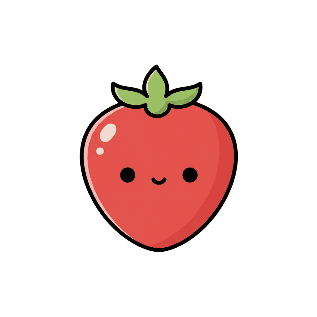 Kawaii Strawberry - easy cartoon drawing idea