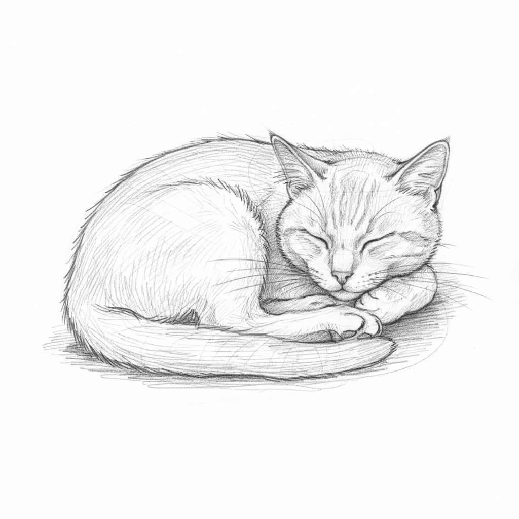 Cat (Sketch) - hard sketch drawing idea for animals