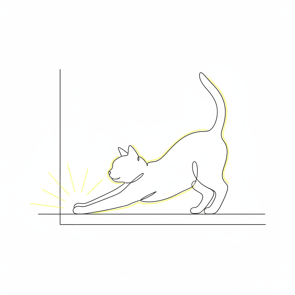 Cat Stretching on Windowsill (Minimalist) - easy minimalist drawing idea for animals