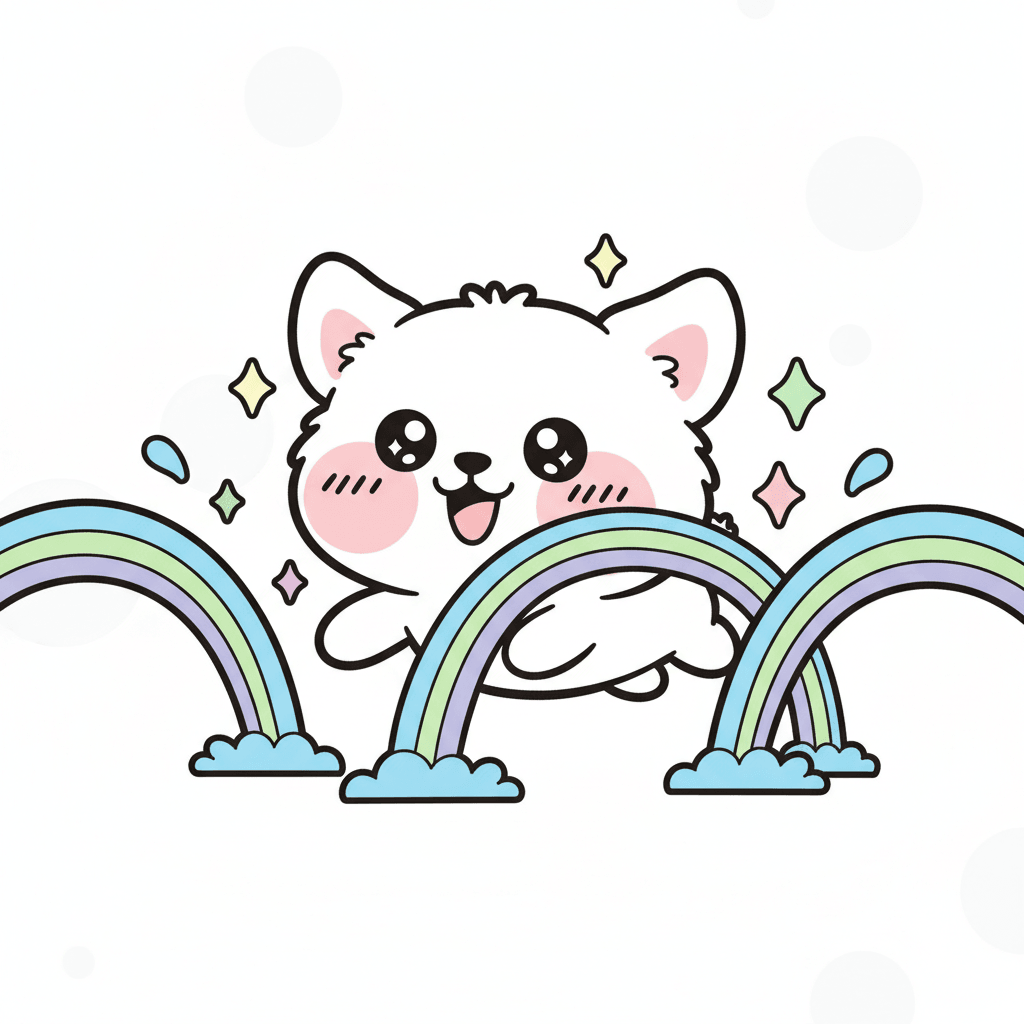 Dog Leaping Through Sprinklers - medium cartoon drawing idea for animals