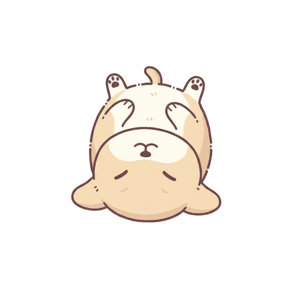 Dog Sleeping Upside Down - easy cartoon drawing idea for animals