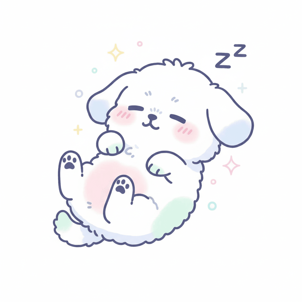 Dog Sleeping Upside Down - medium cartoon drawing idea for animals