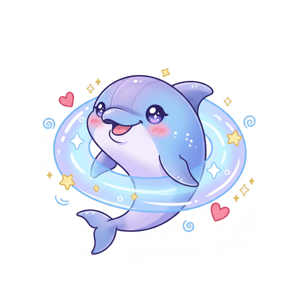 Dolphin Creating Bubble Ring - hard cartoon drawing idea for animals