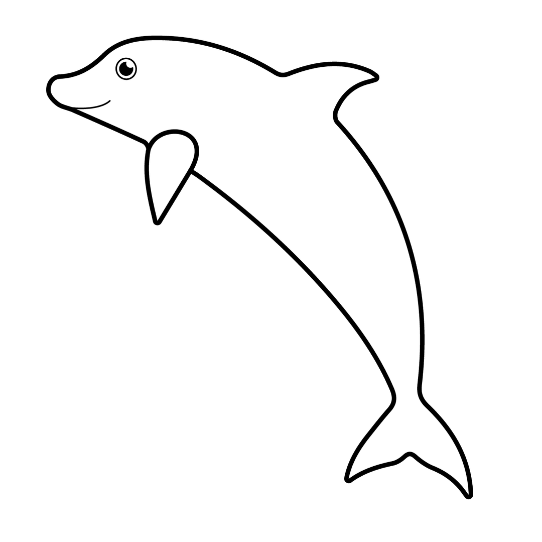 Dolphin - easy line-art drawing idea for animals