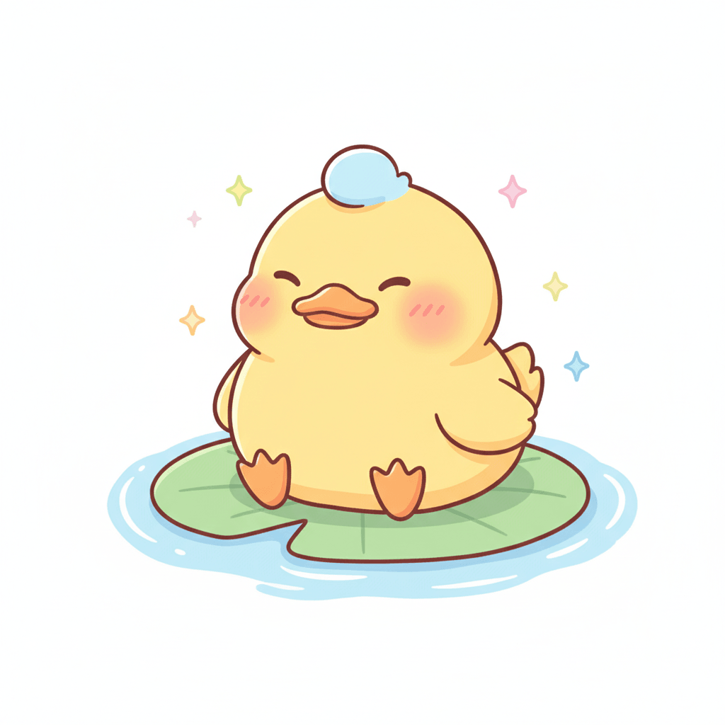 Duck Meditating On A Lily Pad - medium cartoon drawing idea for animals