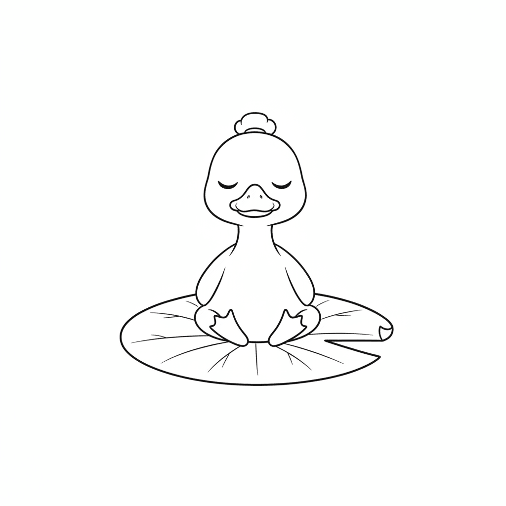 Duck Meditating On Lily Pad - easy sketch drawing idea for animals