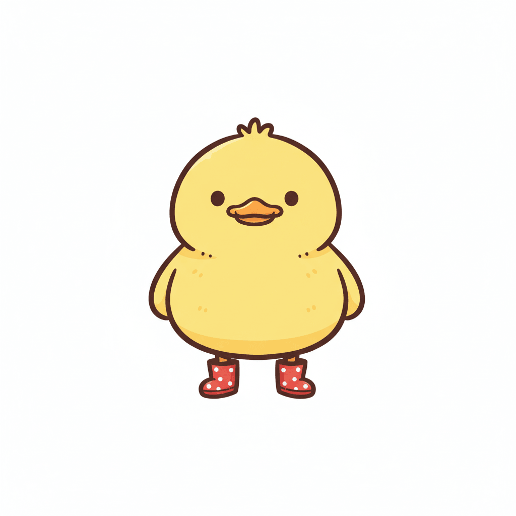 Duck Wearing Tiny Rain Boots - easy cartoon drawing idea for animals