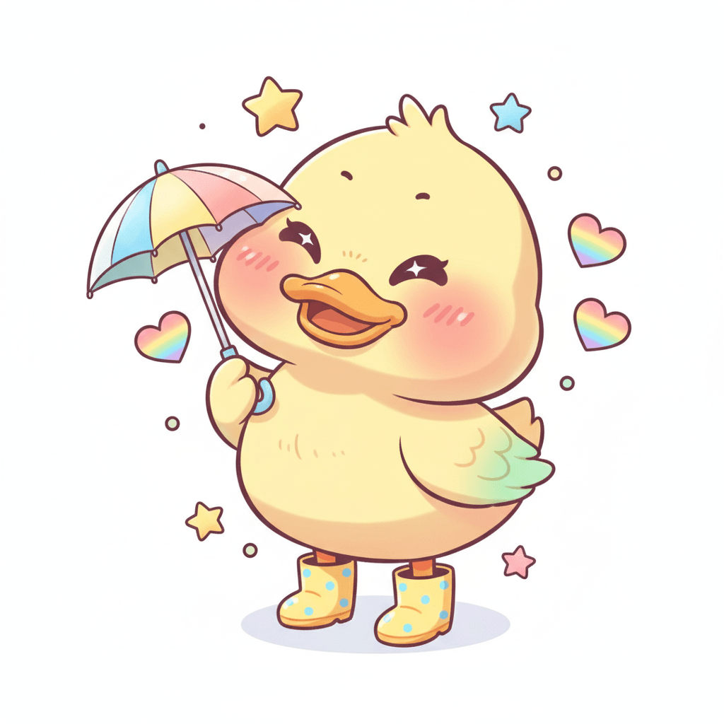 Duck Wearing Tiny Rain Boots - hard cartoon drawing idea for animals