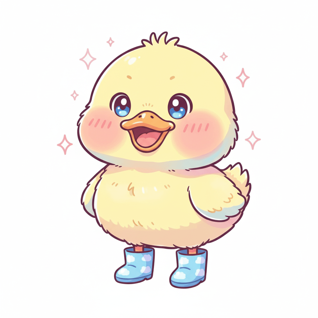 Duck Wearing Tiny Rain Boots - medium cartoon drawing idea for animals