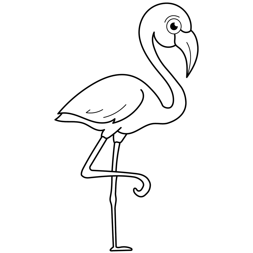 Flamingo - medium line-art drawing idea for animals