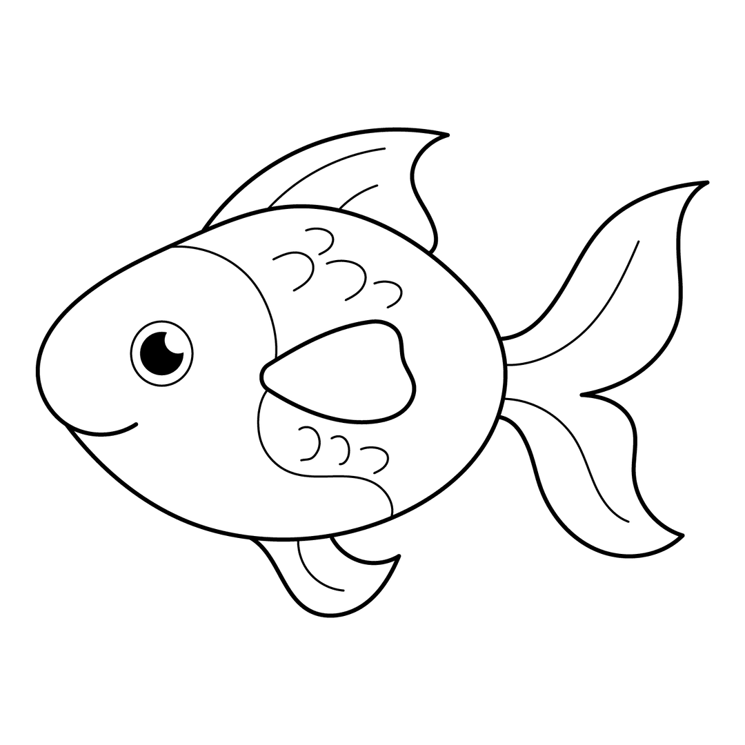 Goldfish - easy line-art drawing idea for animals