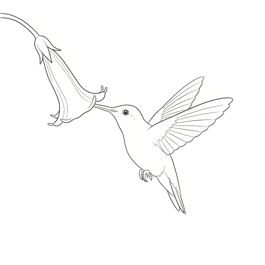 Hummingbird Flies Upside Down For Nectar - easy sketch drawing idea for animals