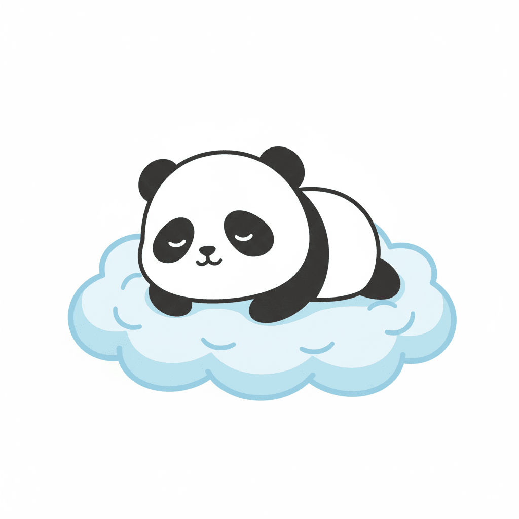 Panda Napping On Cloud - easy cartoon drawing idea for animals