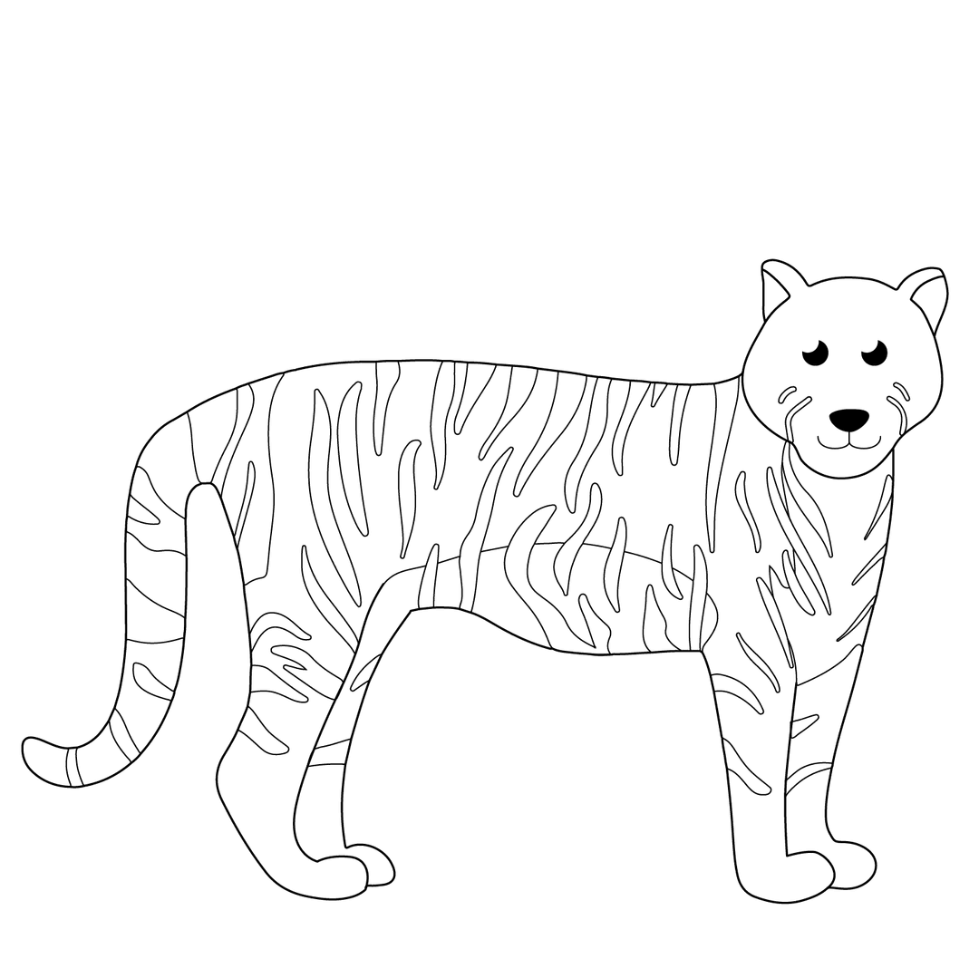 Tiger - hard line-art drawing idea for animals