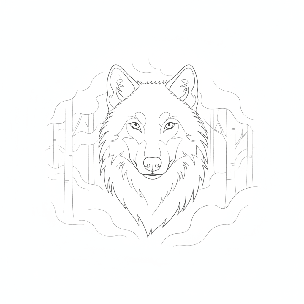 Wolf Peering From Misty Forest - easy sketch drawing idea for animals