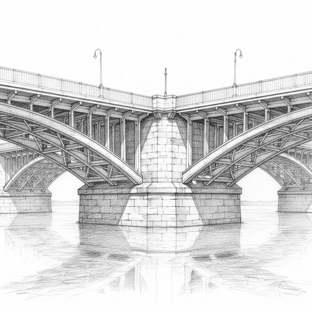 Bridge - hard sketch drawing idea for architecture