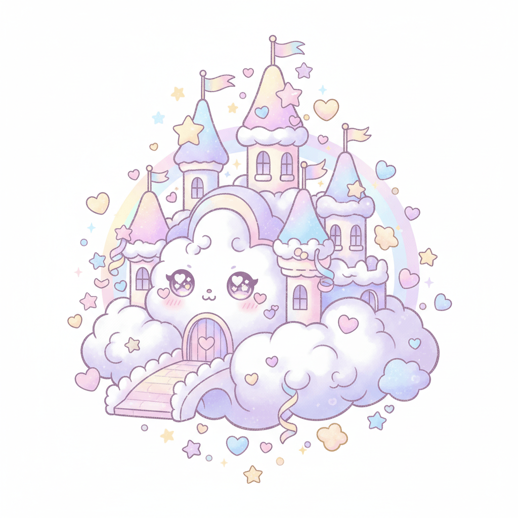 Floating Cloud Castle - hard cartoon drawing idea for architecture