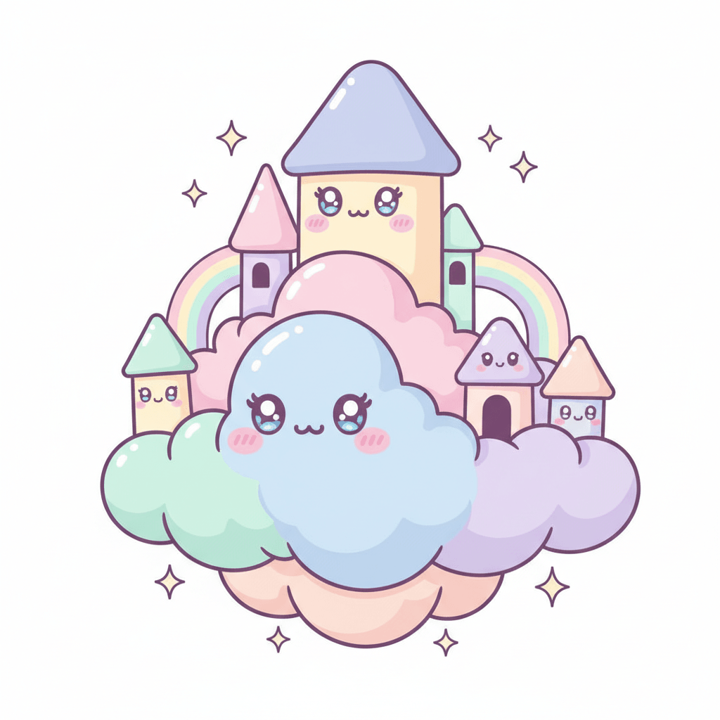 Floating Cloud Castle - medium cartoon drawing idea for architecture
