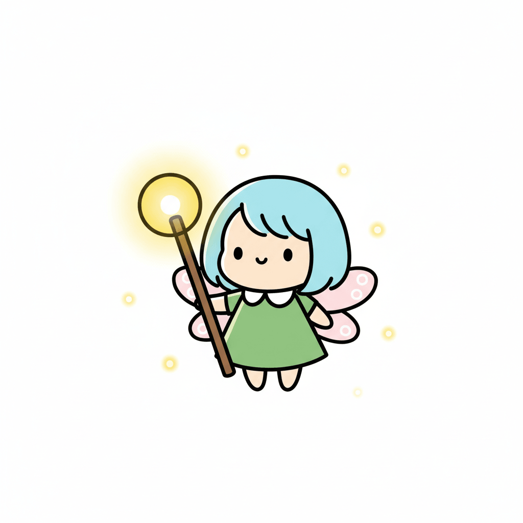 Fairy With A Glowing Lantern Staff - easy cartoon drawing idea for fantasy