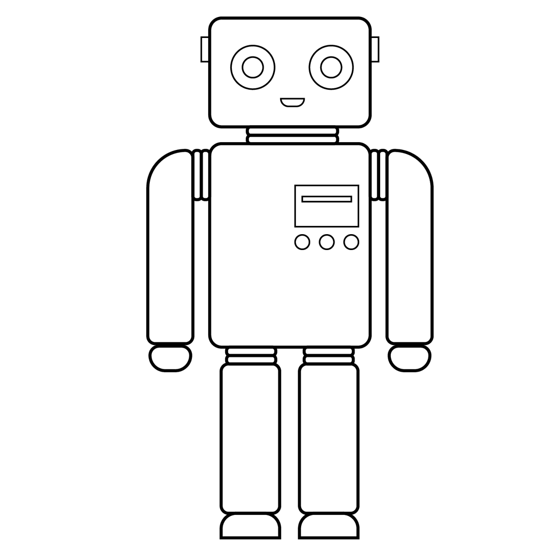 Robot - medium line-art drawing idea for fantasy