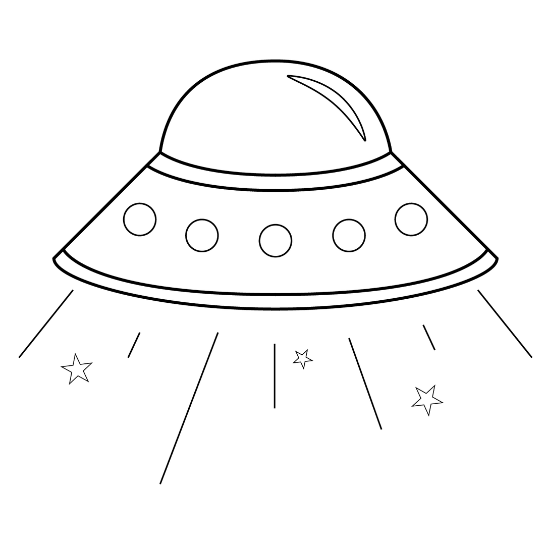 UFO - easy line-art drawing idea for fantasy